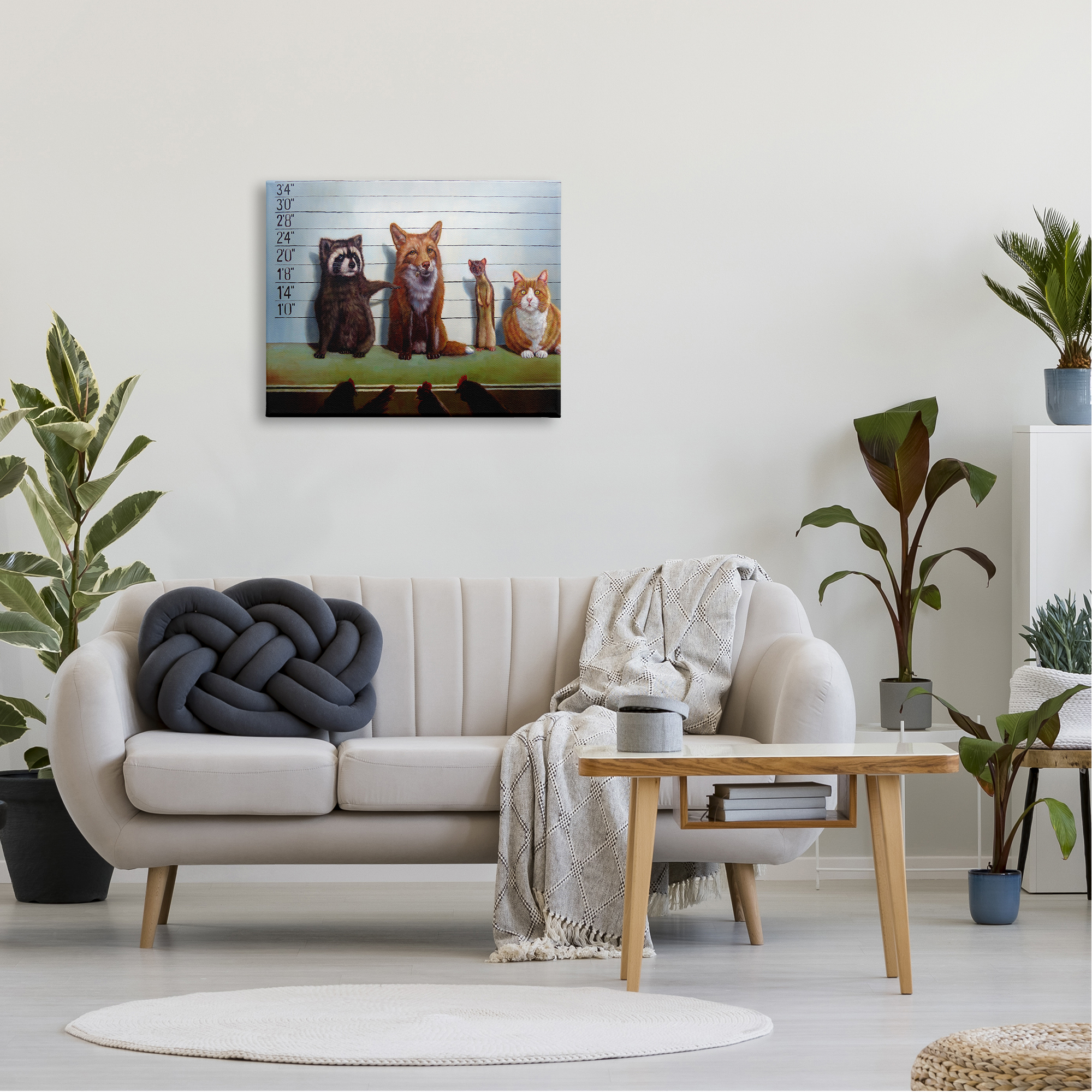 Stupell Industries Humorous Wildlife Farm Animals Interrogation Lineup Canvas Wall Art, 30 x 24, Design by Lucia Heffernan