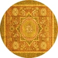 thumbnail image 1 of Ahgly Company Machine Washable Indoor Round Abstract Yellow Modern Area Rugs, 8' Round, 1 of 4