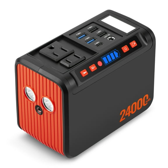 222Wh Portable Power Bank w/40W Solar Panel - 2*110V AC, USB-C/DC, LED Light - Outdoor/Camping/Emergency Backup