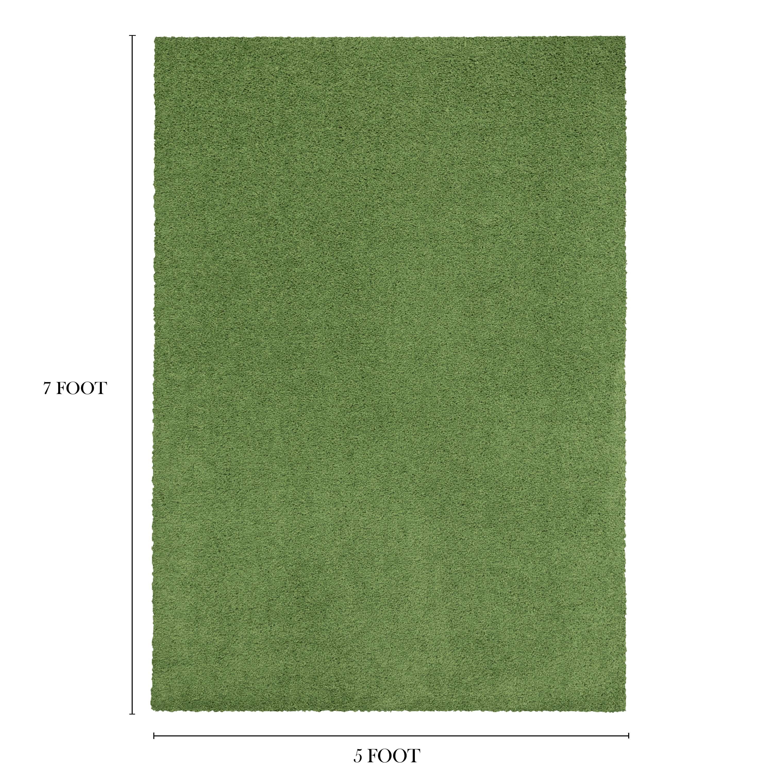 (2 pack) Mainstays Traditional Solid Green Shag Indoor Area Rug, 5' x 7'
