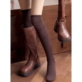 thumbnail image 3 of Deago Women Thigh High Socks Extra Long Over the Knee Socks Knit Warm Boot Stockings Leg Warmers (Khaki), 3 of 8