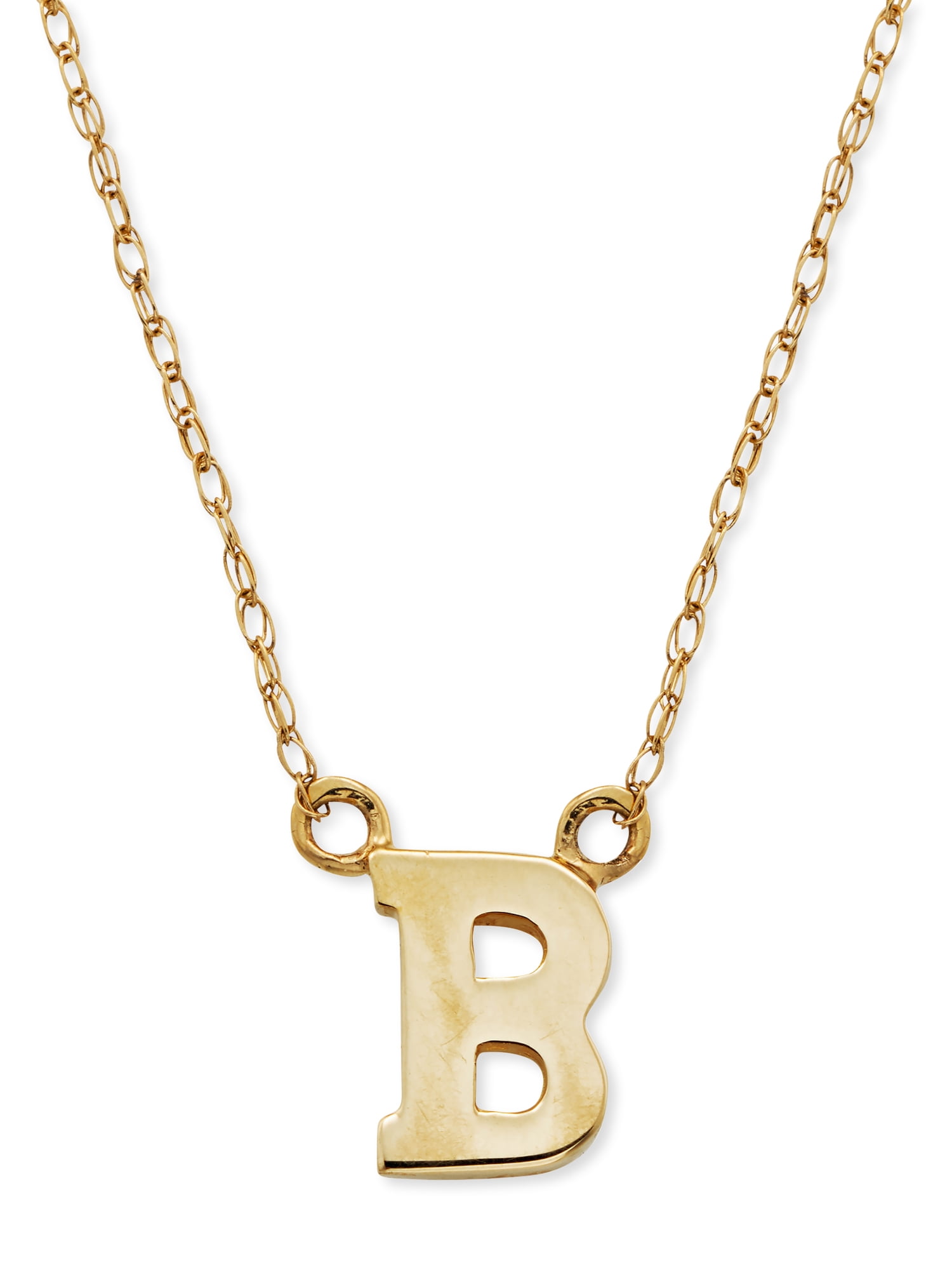 14K Yellow Gold Classic Alphabet Initial Pendant Necklace, B Walmart