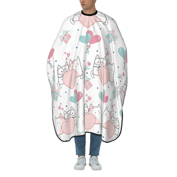 ZICANCN Hair Cutting Cape for Adults, Cartoon Cats Hearts Cape Salon Barber Cape for Hair Stylist Shampoo Capes Waterproof 55x66 IN