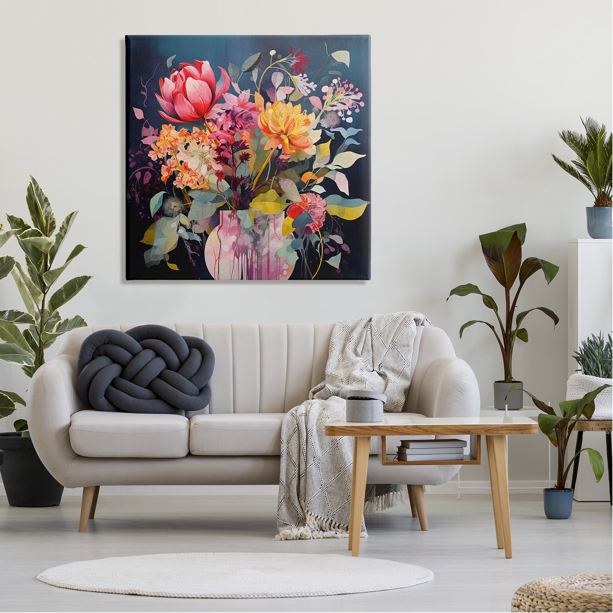 Stupell Industries Busy Modern Blooms Botanical & Floral Painting Gallery Wrapped Canvas Art Print Wall Art, 36 x 36