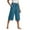 Blue, variant on Tnhcen Women's Summer Wide-Leg Culottes Elastic Waist Casual Capri Pants Breathable Loose-Fit Cropped Pants with Pockets 60% Cotton 40% Linen Sizes S-5XL