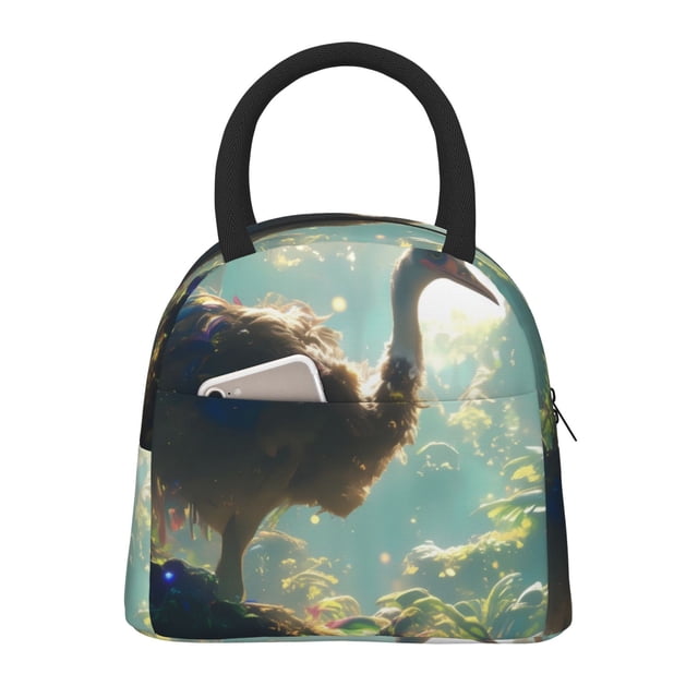 Easygdp Majestic Ostrich In Forest Bolsa de Almuerzo Insulada Grande, Forro de Aluminio, Diseño Espacioso, a Prueba de Fugas, Ideal para Trabajo, Picnics, Viajes y Actividades al Aire Libre