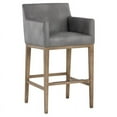 thumbnail image 2 of Home Square Lionel 30" Modern Faux Leather and Wood Barstool in Gray - Set of 3, 2 of 8