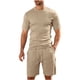 thumbnail image 2 of Ceisia Men's Slim Fit Diamond Jacquard 2-Piece Set Crew Neck Short Sleeve T-Shirt with Elastic Waist Drawstring Shorts Gifts, 2 of 7