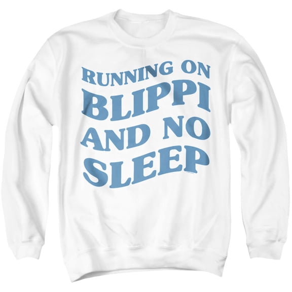 Blippi Running on Blippi and No Sleep Unisex Adult Crewneck Sweatshirt, White, 4X-Large