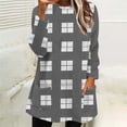 thumbnail image 2 of Ltctricy Women's Fluffy Oversized Sweatshirts Fuzzy Fleece Long Sleeve Crewneck Plaid Pullover Sweater Tops Plush Tunic Sweatshirts(Gray,Medium), 2 of 5