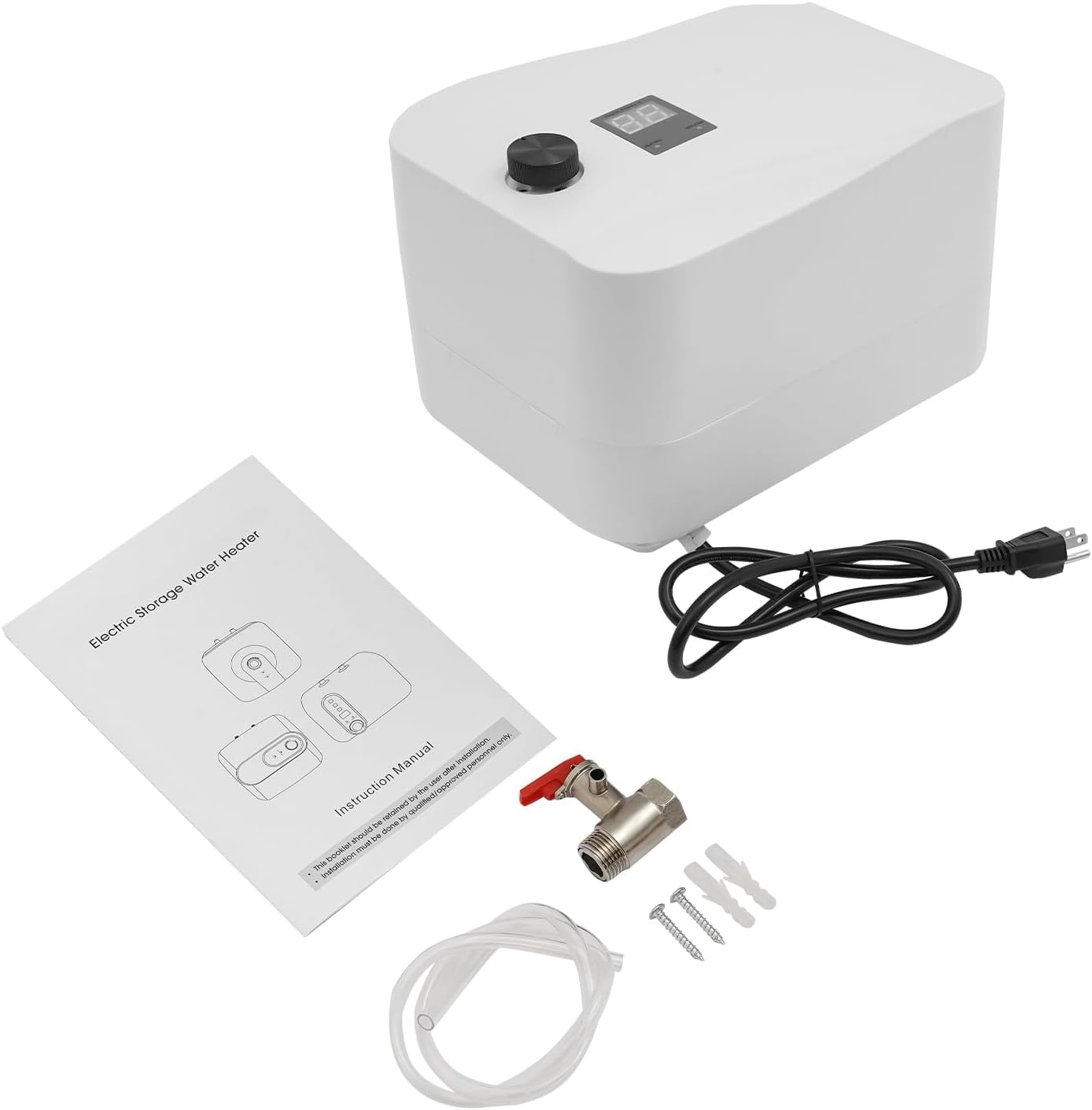 Under Sink Instant Water Heater 2.5 Gallon Water Heater Mini Tank Water Heater Digital Display RV Small Hot Water Heater 1/2" NPT Wall / Floor Mounted