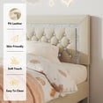 thumbnail image 2 of 4 EVER WINNER Twin Bed Frame, Upholstered Platform Bed Frame with Headboard and Footboard, Twin Size Bed Frame, Diamond Headboard and Footboard Design, Beige, 2 of 7