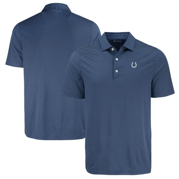 Men's Cutter & Buck Navy Indianapolis Colts Forge Eco Fine Line Stripe Polo