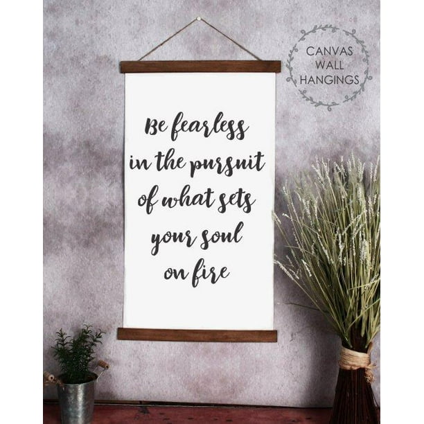 Wood Canvas Sign Wall Hanging Be Fearless Inspirational Wall Art Sign 15x26 Inch Walmart Com Walmart Com