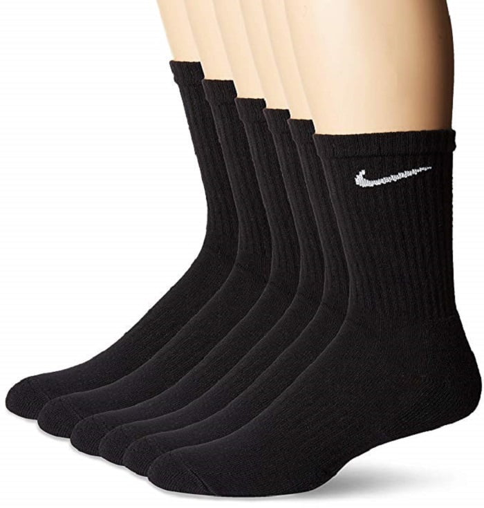 Nike Unisex Cotton Crew Training Socks with DRI-FIT Technology, Black (Pack of 6 Pairs) - Walmart.com