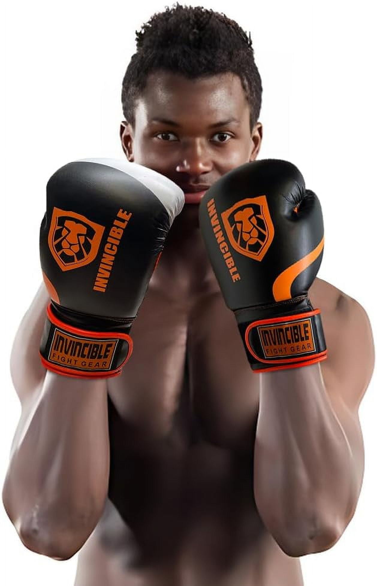 Invincible Fight Gear Standard Leather Hook and Loop Training Boxing Gloves in Ideal for Boxing, Kickboxing, Muay Thai, MMA for Men Women and Kids