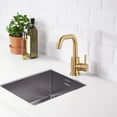 thumbnail image 3 of Wowow Single Handle Stainless Steel Bar Faucet with Supply Lines and Deckplate in Gold, 3 of 9