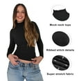 thumbnail image 5 of SHAPERX Women's Long Sleeve T-Shirt Mock Neck Slim Fit Tops Basic Tee, 5 of 7