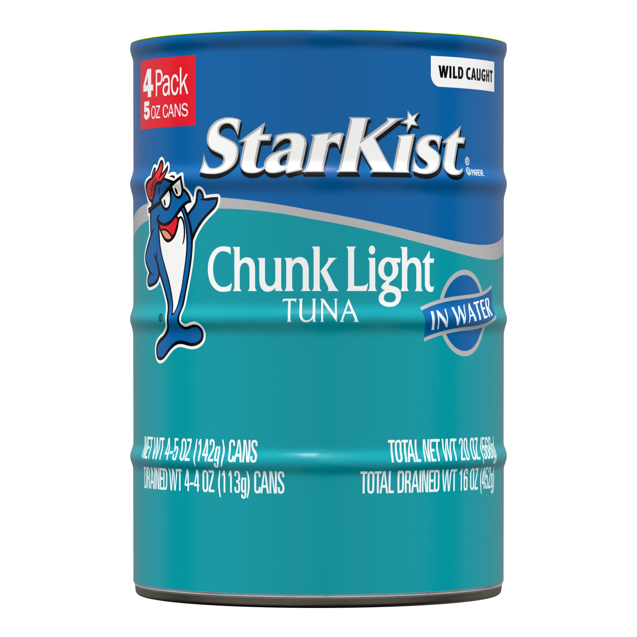 (2 pack) StarKist Chunk Light Tuna in Water, Wild Caught, 20g Protein, 5 oz, 4 Cans