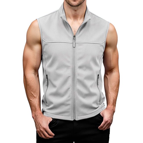 MEZZALL Men Zip Up Sleeveless Outdoor Vest With Pockets Athletic Training Casual Loose Fit Breathable Solid Color Hiking Jacket Tops Fishing Golf Photo Outerwear