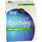 L'eggs Sheer Energy Pantyhose, Taupe, Size B, Sheer Toe, Medium Support Leg