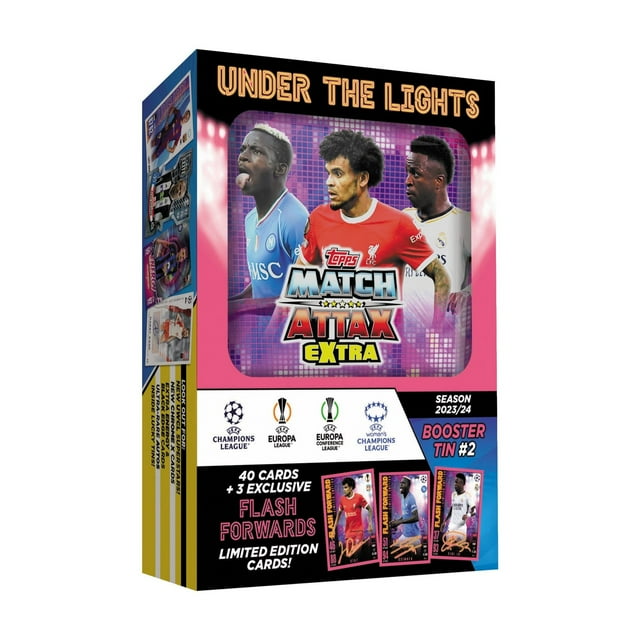 2023-24 Topps Match Attax Extra Champions League Cards - Booster Mini Tin 2 Flash Forwards (40 Cards + 3 LE)
