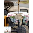 thumbnail image 4 of Outdoor Tablecloth with Umbrella Hole and Zipper, Easter Square Table Cloth 54x54 Inch Waterproof Tablecloth, Pink Tulip Flowers Spring Watercolor Bunny Floral Picnic Table Cover for Patio Camping, 4 of 7