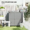 thumbnail image 3 of Outsunny Outdoor Garden Shed, Wooden Backyard Shed with Metal Tabletop, Shelf and 2 Doors for Patio, Lawn, Gray, 3 of 9