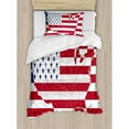 thumbnail image 3 of American Flag Duvet Cover Set King Size, America Continent Shaped Flag Martial Design International World Glory Print, Decorative 3 Piece Bedding Set with 2 Pillow Shams, Navy Red, by Ambesonne, 3 of 3