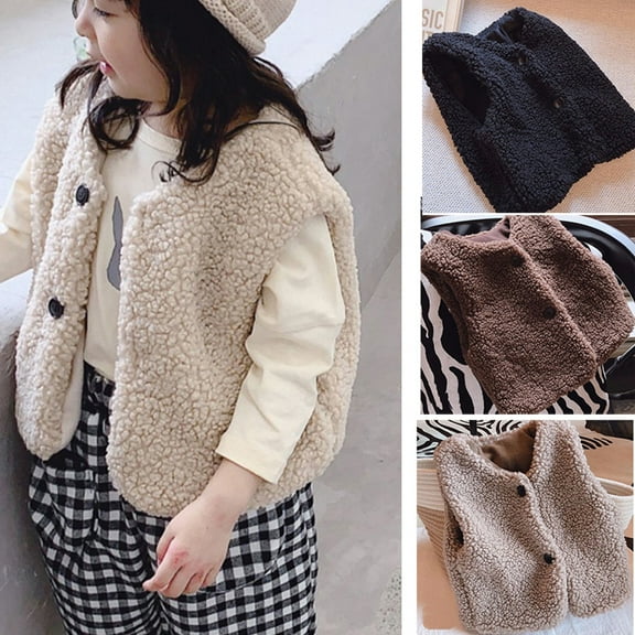 Gyratedream Autumn Winter Baby Girls Toddler Kids Warm Thicken Lamb Wool Waistcoat Vest Coats