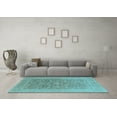 thumbnail image 3 of Ahgly Company Indoor Square Oriental Light Blue Traditional Area Rugs, 7' Square, 3 of 4