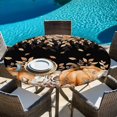 thumbnail image 6 of Orange Pumpkins Fall Round Tablecloth, Fitted Table Cover with Elastic for 55"-60" Round Tables, Thanksgiving Botanical Leaves Floral Table Cloth Outdoor Indoor Dinning Party Waterproof Tablecloths, 6 of 7