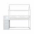 thumbnail image 6 of Bellemave Bunk Bed with Storage Drawers, Twin Over Twin Low Bunk Bed with Shelves, Wood House Floor Bunk Beds with Safety Guardrail and Ladder, Space Saving for Dormitory and Bedroom（White), 6 of 8