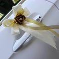 thumbnail image 4 of 12 Pieces Wedding Car Decorations Kit Silk Flower Ribbon Wedding Flower Bows Set Gold, 4 of 9