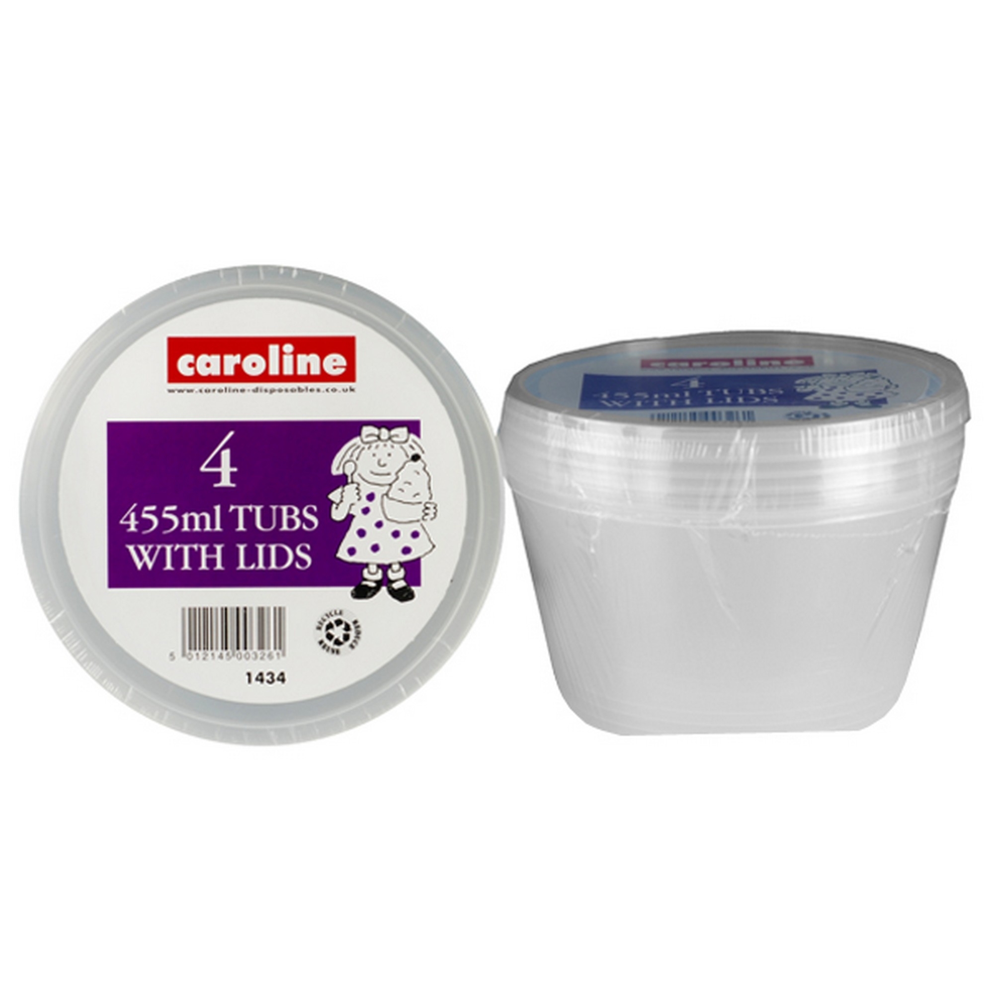 Caroline 4 Round Plastic Tubs With Lids