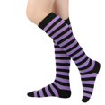 thumbnail image 1 of COKOI Chaussettes Hautes pour Femmes, Motif Rayé Fin Mi-Mollet, Style Preppy Classique pour École, Robe, Bottes Violet, 1 of 2