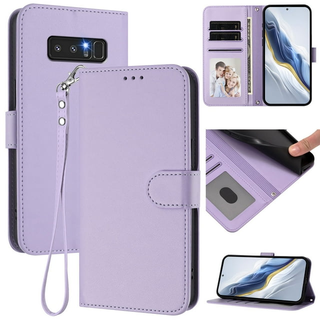 GANGXUN Wallet Case for Samsung Galaxy Note 8 – Magnetic Closure, RFID Blocking, Wrist Strap, Wireless Charging Compatible