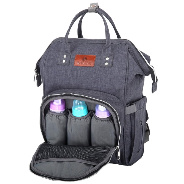 Mochila pañalera mini RAJRANG color gris carbón 46 x 38 x 18 cm