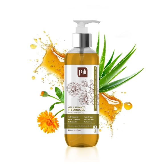 Pili Natural Hydrogel | Face and body Skin Soothing Gel with Arnica, Calendula, Centella Asiatica and Aloe Vera extracts | Natural Moisturizer | Parabens and Alcohol Free | 8.8 oz