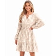 thumbnail image 3 of Women'S Casual Long Sleeve Babydoll Flowy Dress V Neck Swing Party Mini Dress Color M, 3 of 9