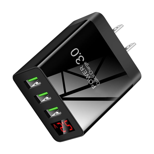 QC3.0 3USB Pantalla digital Cargador rápido para teléfono móvil Puerto con pantalla Cabezal de carga