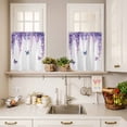 thumbnail image 3 of 3 Piece Kitchen Curtains and Valances Set Wisteria Cafe Curtains 36 Inch Length Purple Flowers Butterflies Vintage Spring Valance & Tier Curtain for Living Room Bedroom Small Window 54"x18"+27"x36"*2, 3 of 6