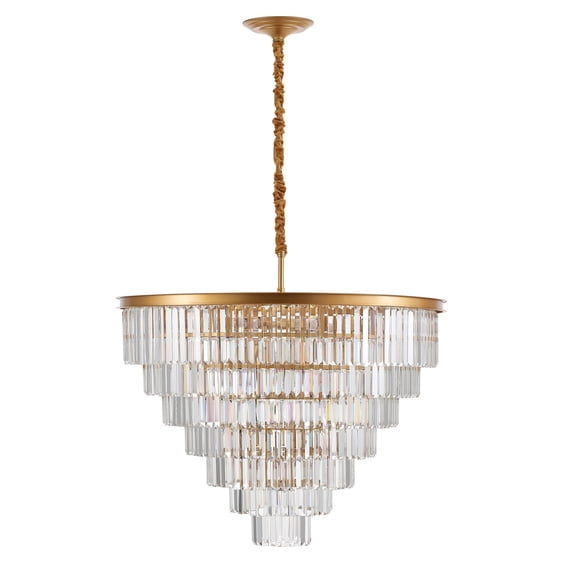 Wozzio Gold Crystal Chandelier 22 Lights, Modern Crystal Pendant Ceiling Light Fixture, 7-Tier Luxury Crystal Chandelier For Dining Room, Kitchen Island, Living Room, Bedroom, Bulbs Not Included