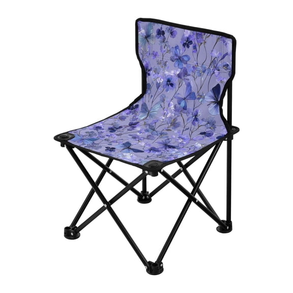 Folding Chair（Maximum weight capacity 220lb）Camping Chair For Camping Picnicking Outdoor Beach and Travel Watercolor Blue Flowers