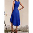 thumbnail image 4 of Women'S Summer Sleeveless Ruched Waist Flowy A Line High Low Midi Cocktail Dress Blue M, 4 of 6