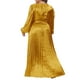 thumbnail image 3 of Vestidos Maxi de Talla Grande para Mujeres Agnes Orinda, con Mangas Largas de Linterna, Fluidos y Plisados, Talla 3X, Color Dorado, 3 of 5