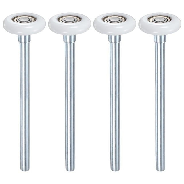 Uxcell 4-Pack Rodillos de Puerta de Garaje de Nylon, Ruedas de Puerta de Garaje de 1.8" con Varilla de 7.48", 6200zz para Puertas de Garaje/Puertas de Solapa, Blanco