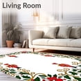 thumbnail image 2 of ODIKA 2'x3' Machine Washable Non-Slip Area Rug, Cheerful Nutcracker Parade Surrounded by Holly Leaves and Ribbon Swirls High Traffic Rug with Pad, Red, 732232, 2 of 8