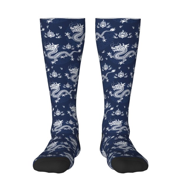 Fotbe Dragon Calcetas Divertidas Estampadas para Hombre y Mujer, Calcetas de Algodón hasta la Rodilla para Caminar, Correr, Enfermería y Embarazo