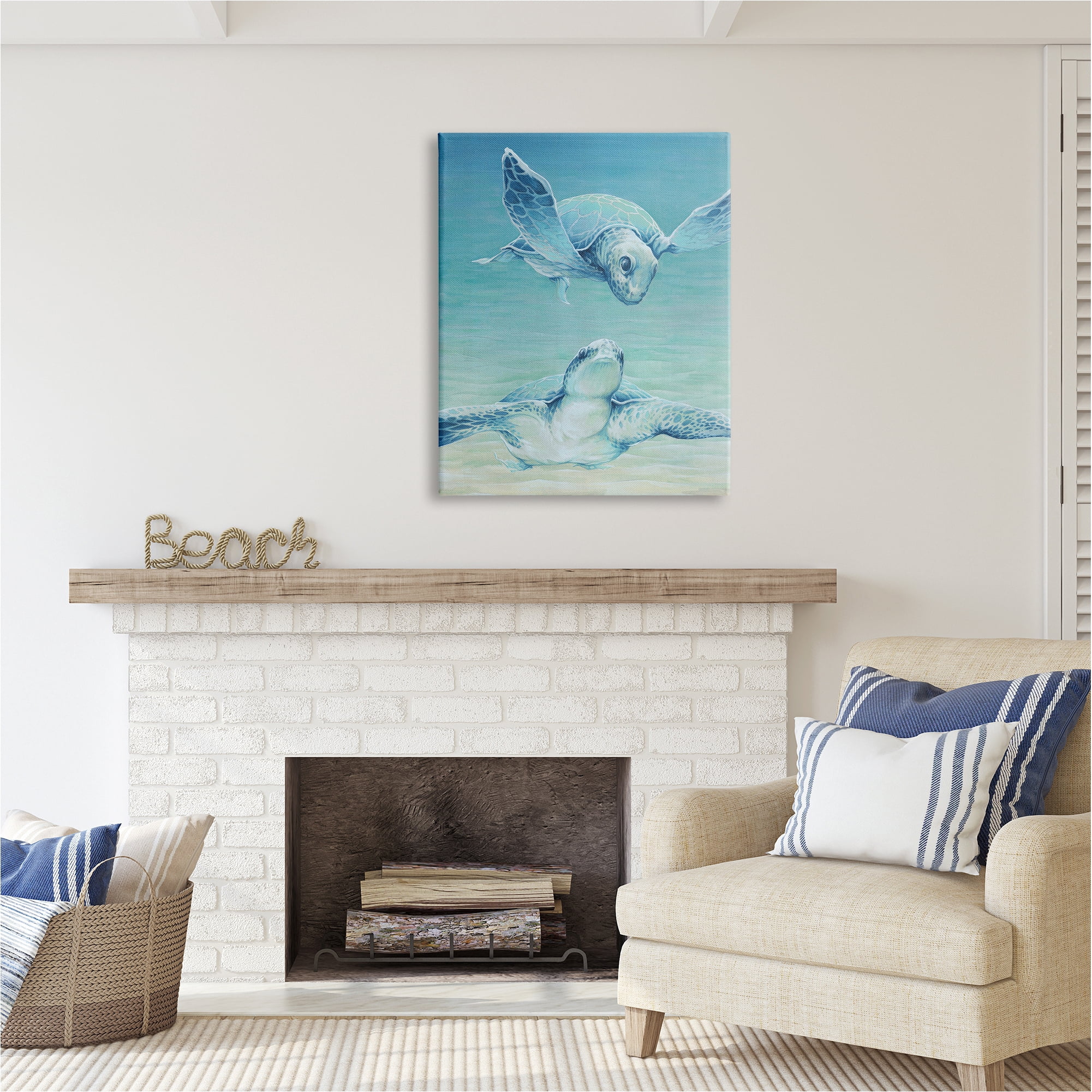 Stupell Industries Sea Turtles Gazing Animals & Insects Painting Gallery Wrapped Canvas Art Print Wall Art, 30 x 40